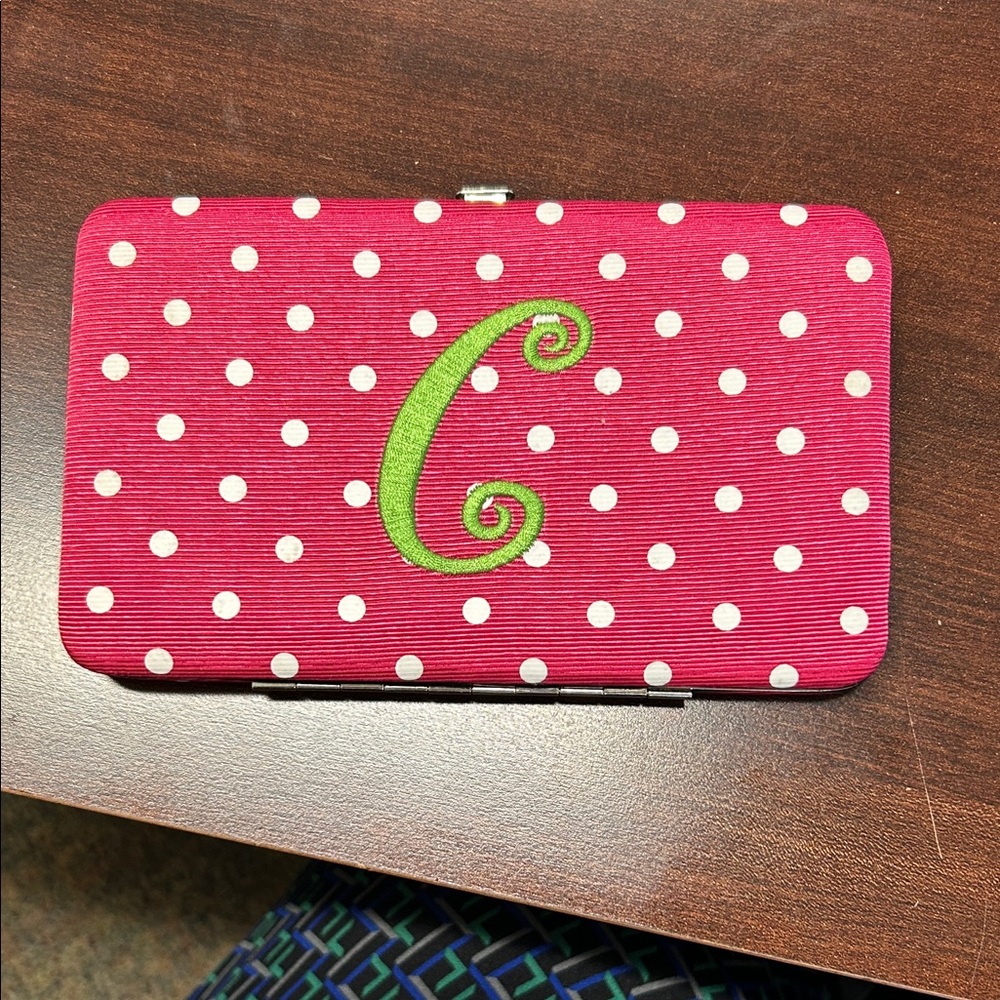 Pink Polka Dot Initial Wallet